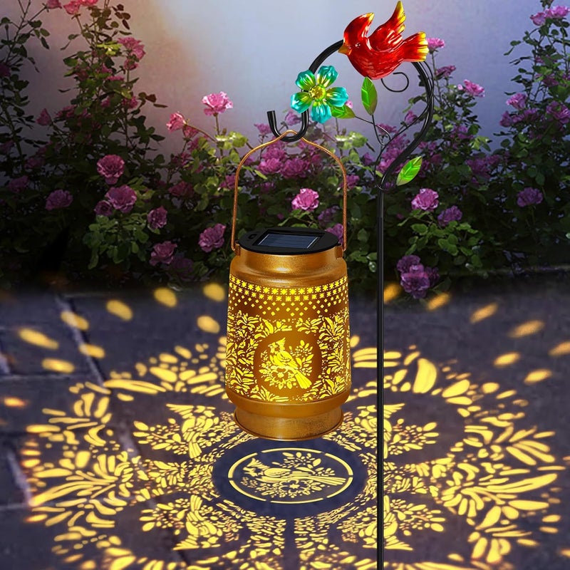 EDOF Christmas Gifts for Women,Cardinal Solar Lanterns Outdoor Waterproof with Shepherd Hook,Cardinal Gifts for Women,Men,Metal Solar Garden Lights for Yard,Patio,Lawn,Tabletop,Pathway,Landscape,Garden - Image 1